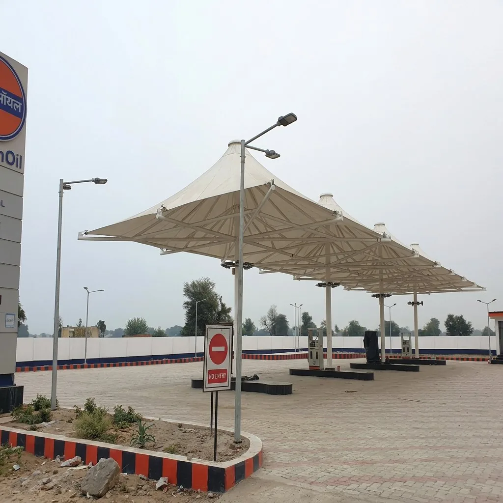 Jewar Petrol Pump tensile structure, Ekra Decor &mdash; photograph 3